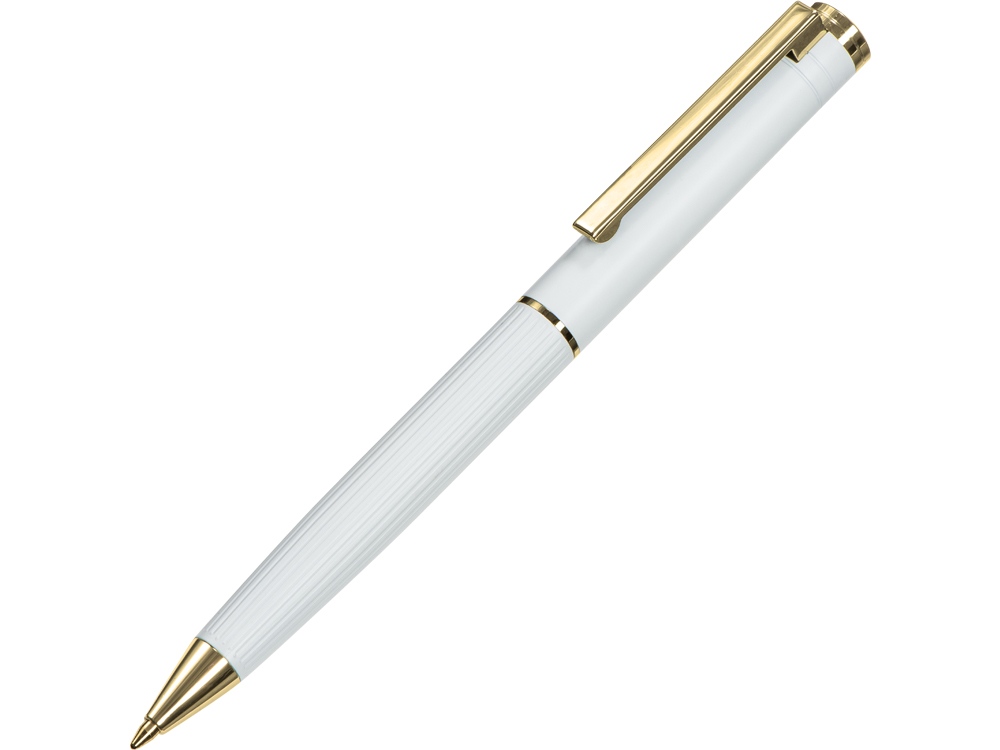 Шариковая металлическая ручка с золотистым слоем Monarch Gold, белая-0