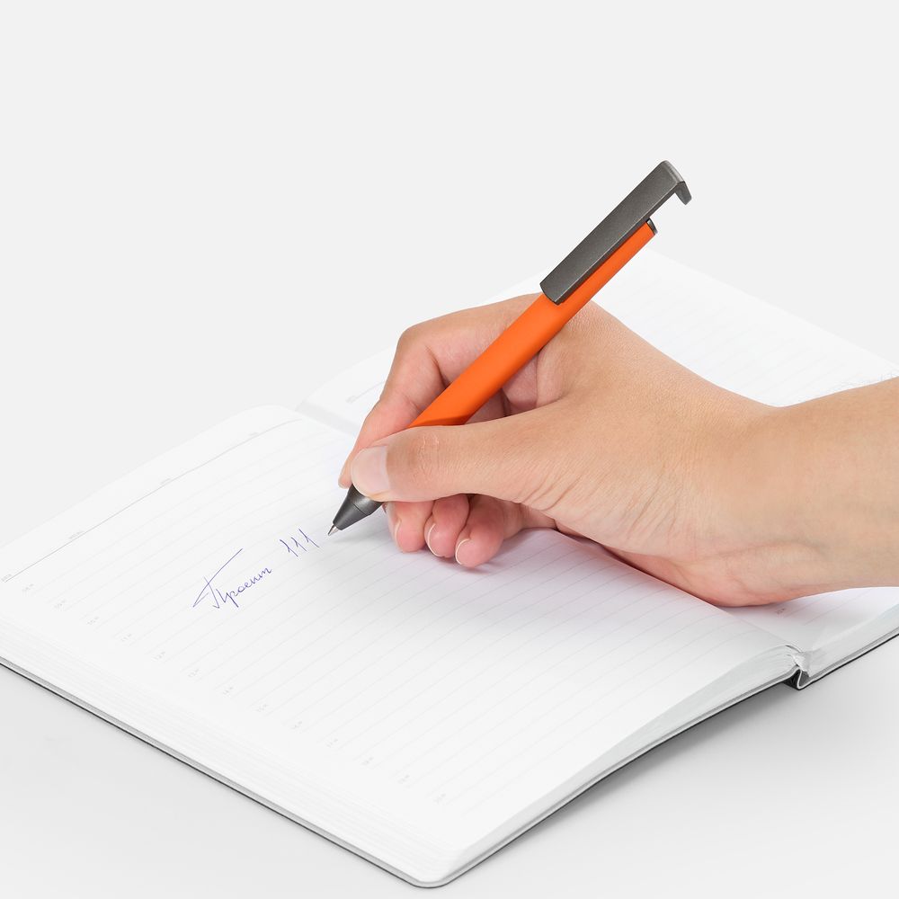 Ручка шариковая Standic с подставкой для телефона, оранжевая-4