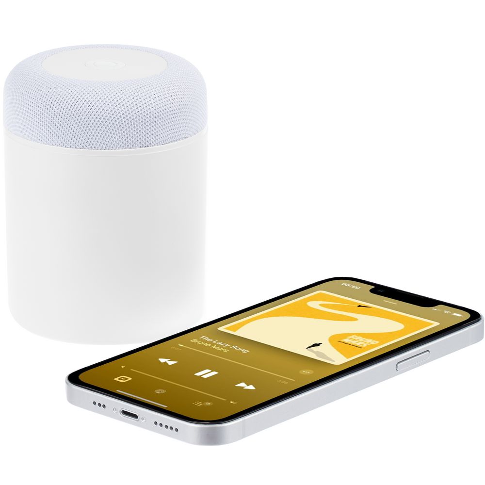 Станция беспроводной зарядки с колонкой и ночником Trilogy, белая-7