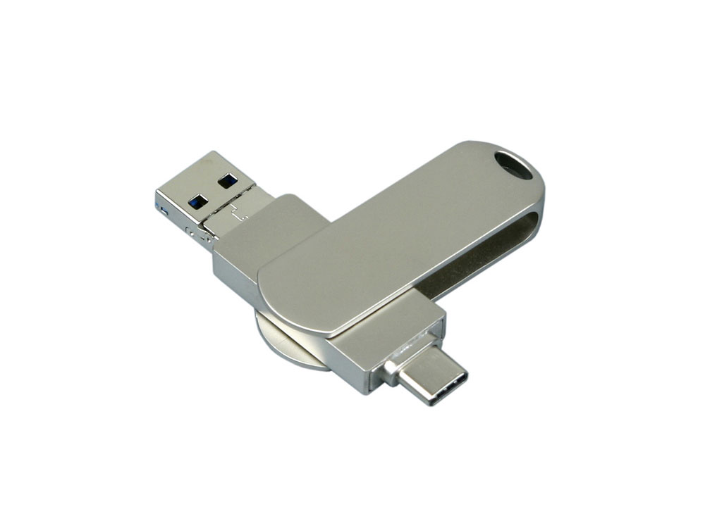 Металлическая флешка для айфона 3 в 1 (i-flash_TYPEC_3_in_1.64.S, I= 64 Гб USB 3.0, Металлический корпус. Без перс.)-0