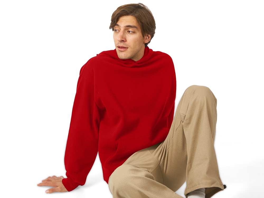 Толстовка с капюшоном оверсайз Berlin унисекс, красный-3