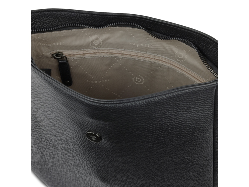 Сумка женская BUGATTI Elsa, чёрная, воловья кожа/полиэстер, 29х8х27 см-5