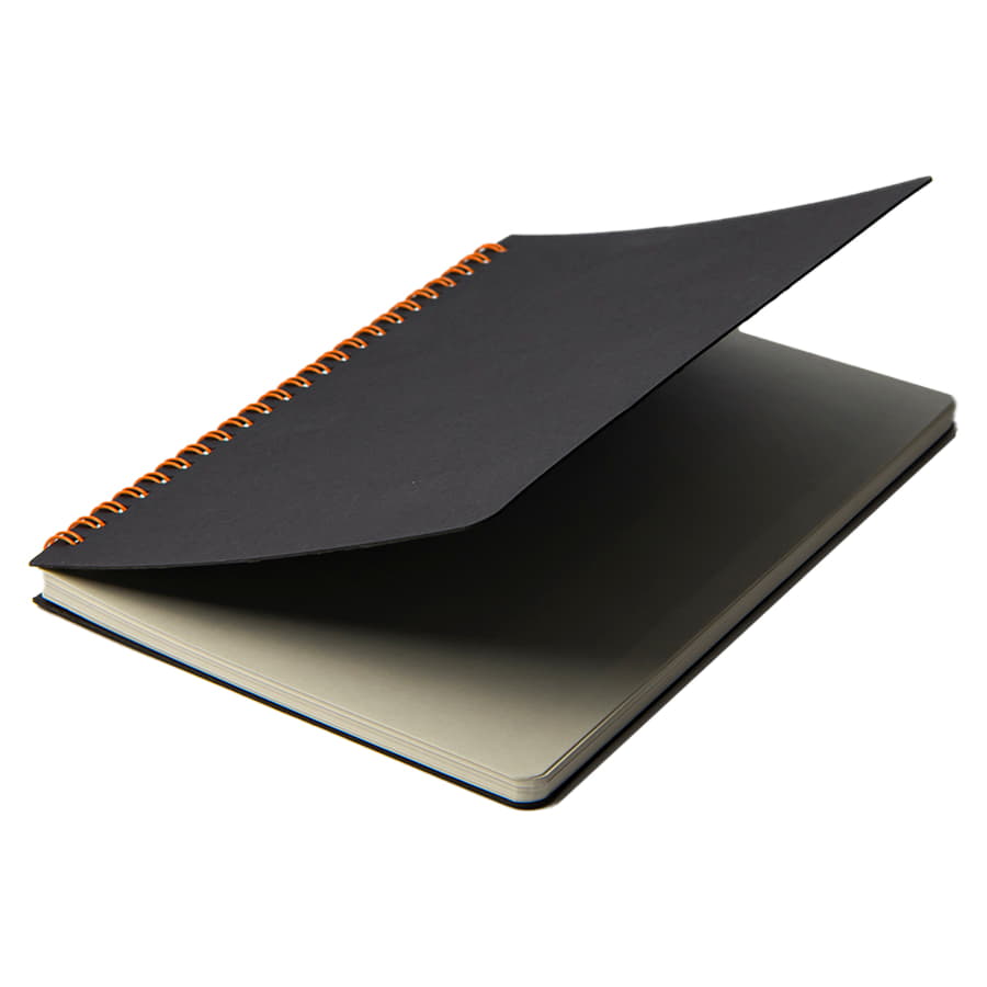 Блокнот на двойной пружине HELIX, 143 х 205 мм, черный с оранжевым, блок в линейку, черный, оранжевый-4