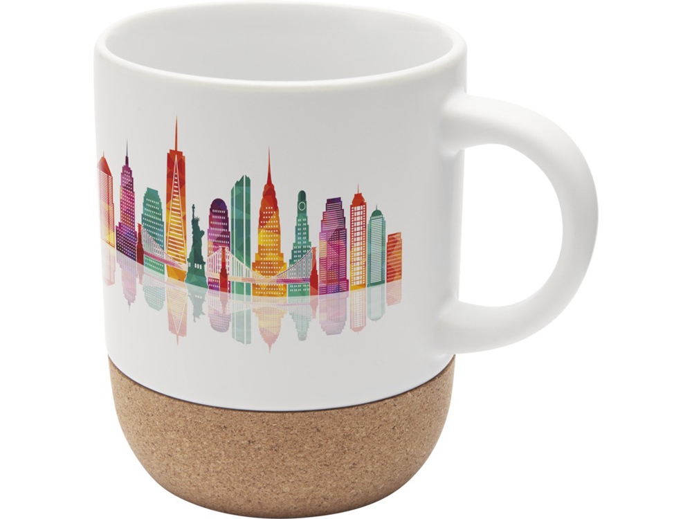 Billie керамическая кружка для сублимации объемом 300 мл с пробковыми деталями, белый-3