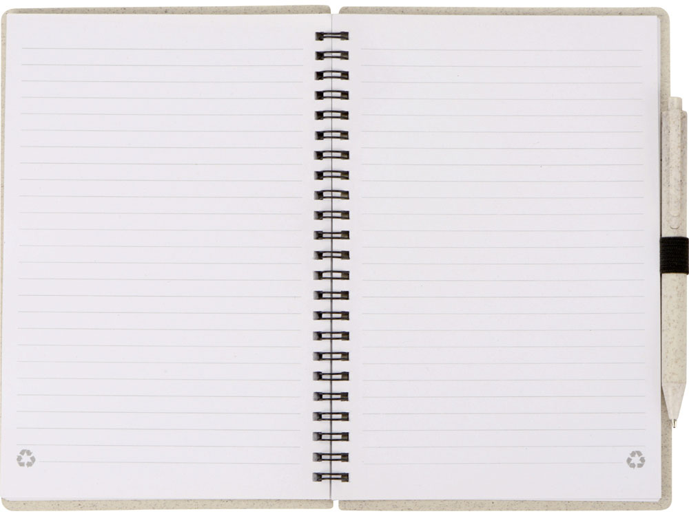 Блокнот А5 Toledo M, бежевый + ручка шариковая Pianta из пшеничной соломы, бежевый-6