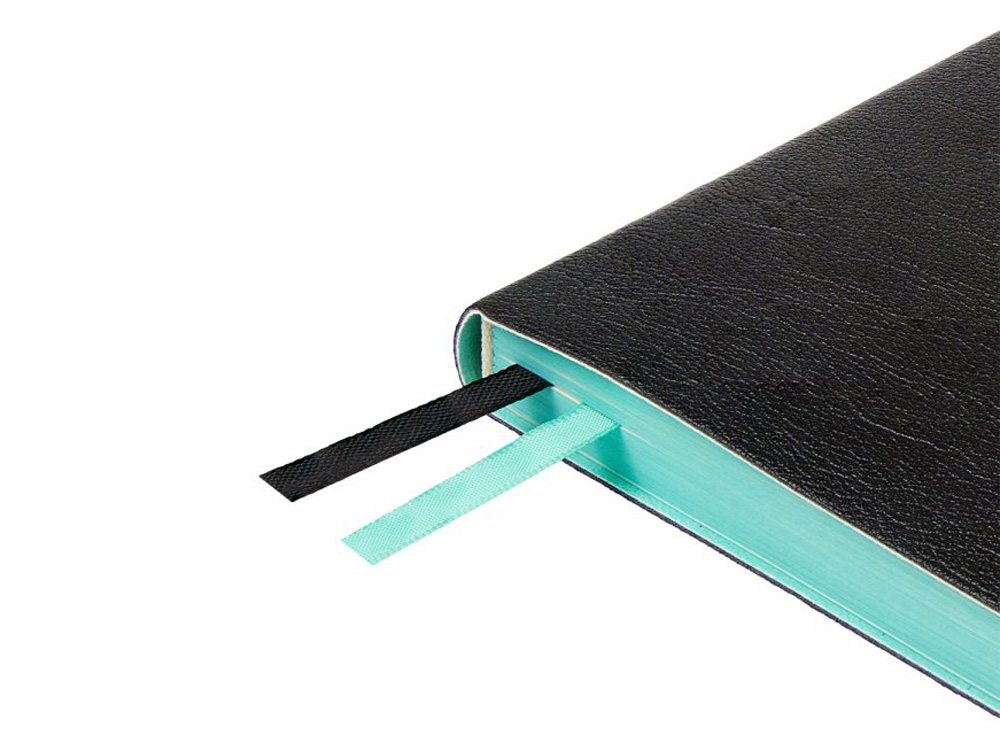 Ежедневник недатированный А5 Boston, черный (бирюзовый обрез)-4