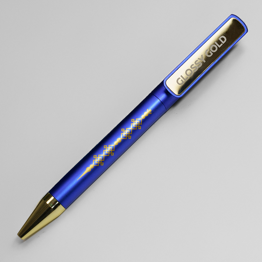 Ручка шариковая GLOSSY GOLD, сизый, золотистый-4