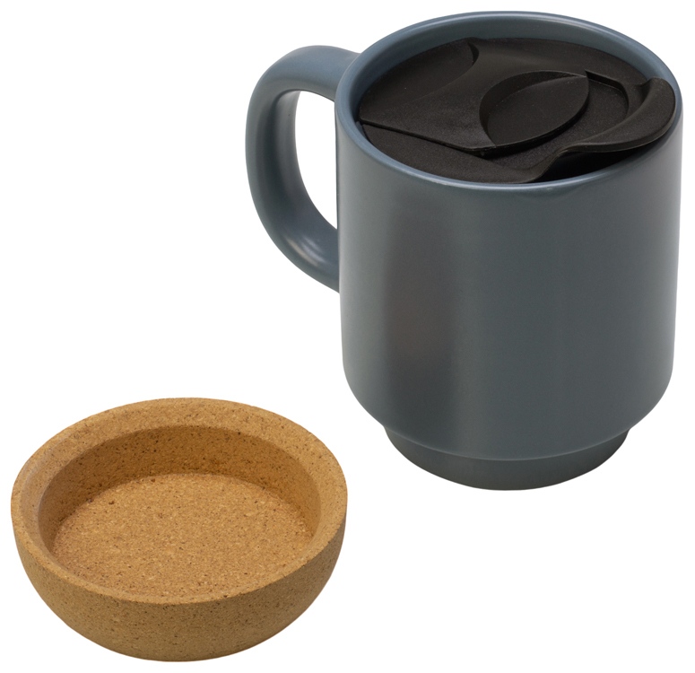 Кружка Denpasar с пробковым дном и крышкой, цветная с двух сторон, антрацит-2