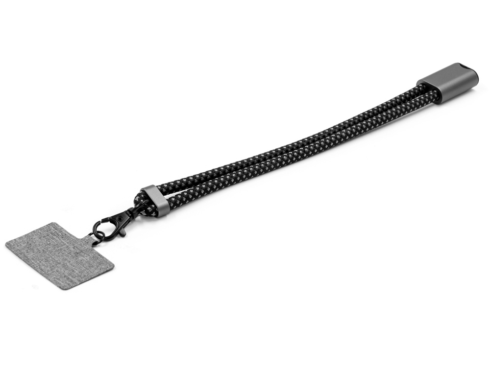 Ремешок-держатель для телефона с зарядным кабелем USB-C - USB-C Lany Wristband Charge Eco, серый-1