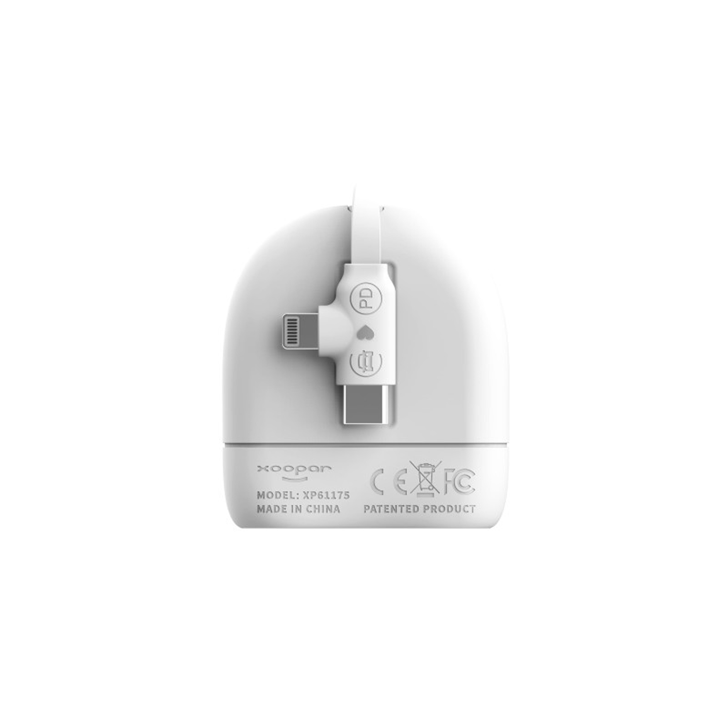Кабель Xoopar ICE-R с ретрактором 2 в 1, разъёмы USB-C и Lightning, 60 Вт, белый-3