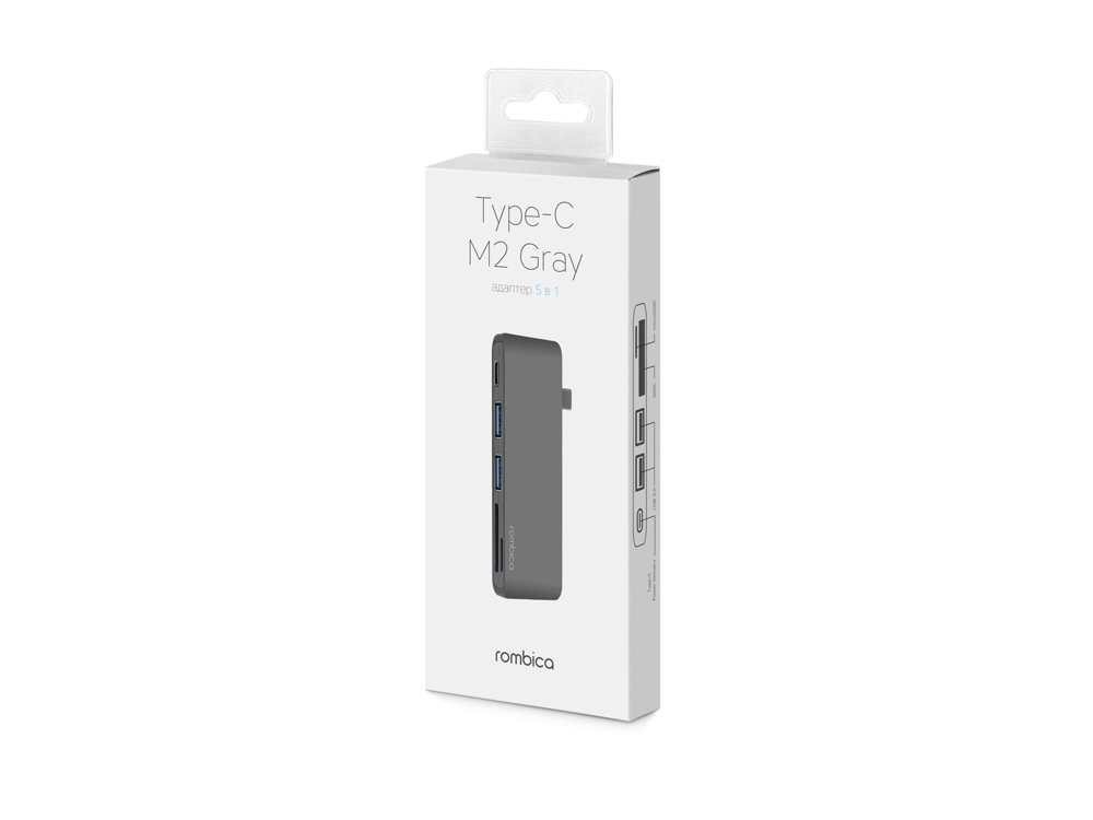 Сетевой USB адаптер/концентратор 5 в 1 Rombica Type-C M2, серый-2