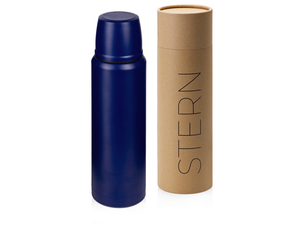 Термос с чашей и двойными медными стенками Stern, 1 л, темно-синий-0