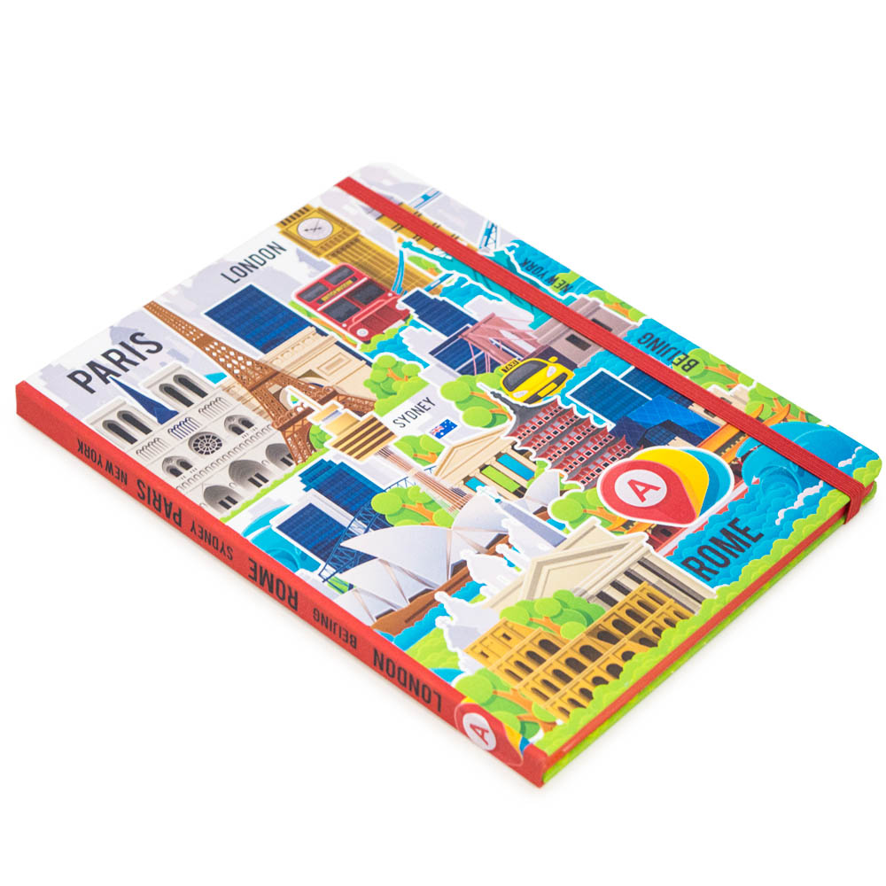 Записная книжка в клетку 15.5x21 Город R1-2441144, Белый/синий/зеленый-0