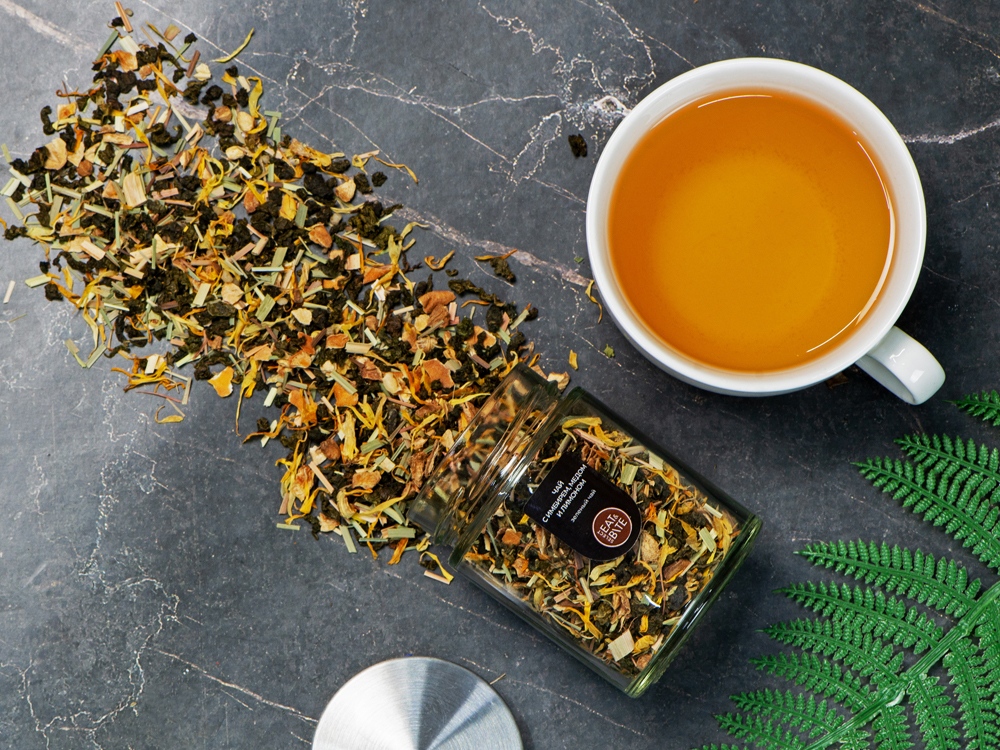 Чай зеленый, серия Essence, с медом, имбирем и лимоном, стеклянная банка-4