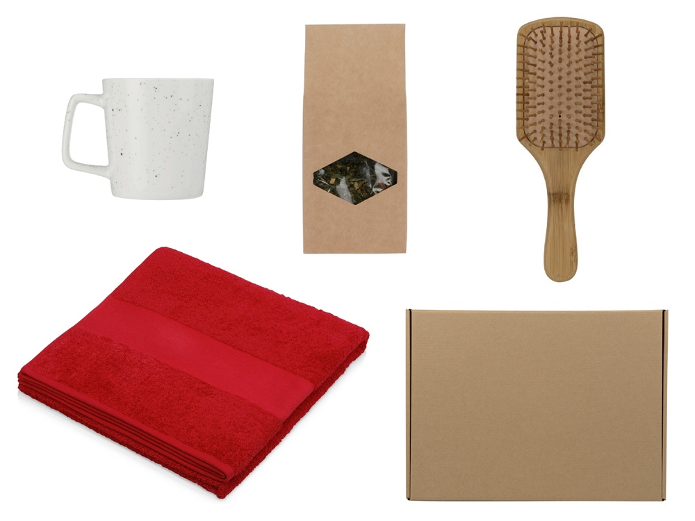 Подарочный набор для ванны с полотенцем, расческой и кружкой-0