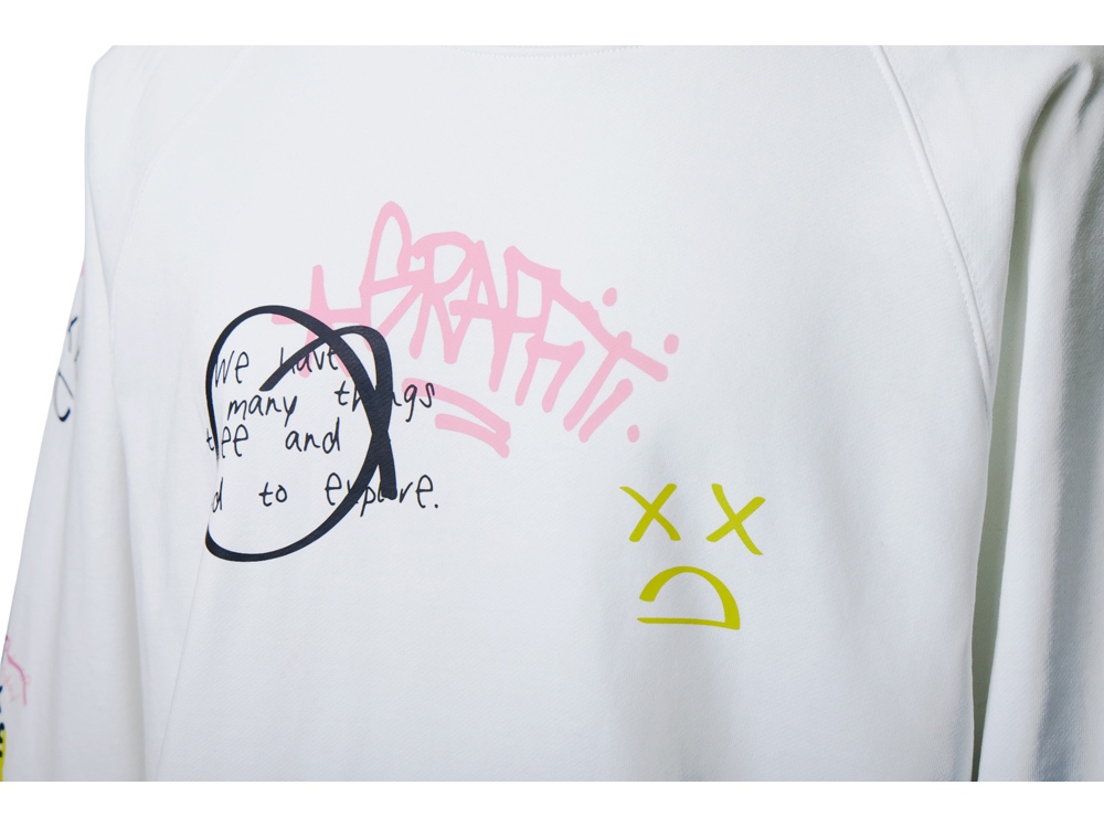 Свитшот оверсайз с рукавом реглан Belgrade, унисекс, белый, ДТФ текстиль-1