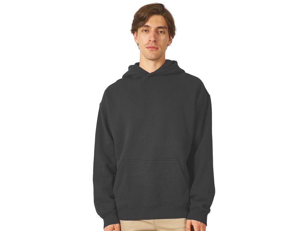 Толстовка с капюшоном оверсайз Berlin унисекс, темно-серый-1