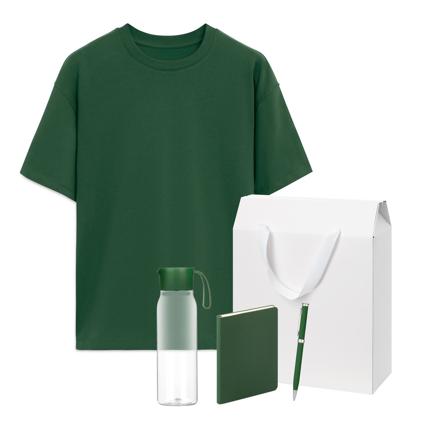 Набор с одеждой Раст (Rust) (футболка, бутылка, ежедневник, ручка), зеленый 2, XL/2XL-0