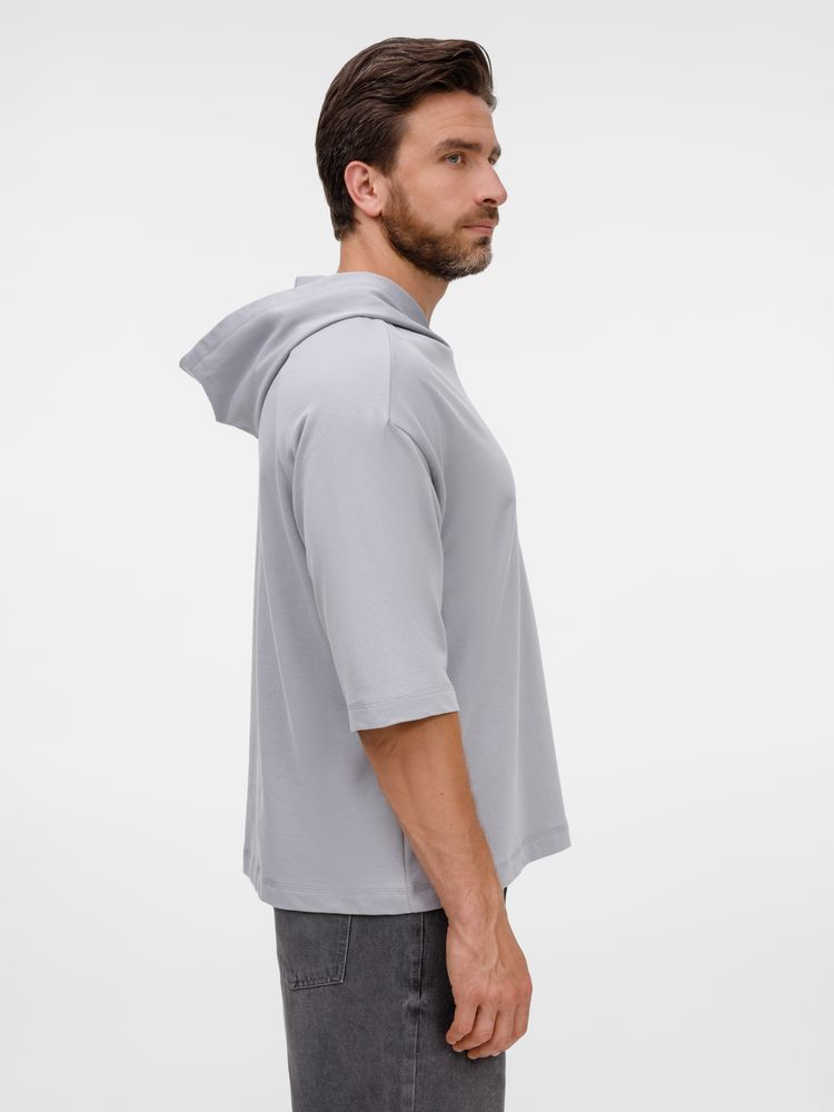 Футболка оверсайз унисекс с капюшоном Neofit, светло-серая-5