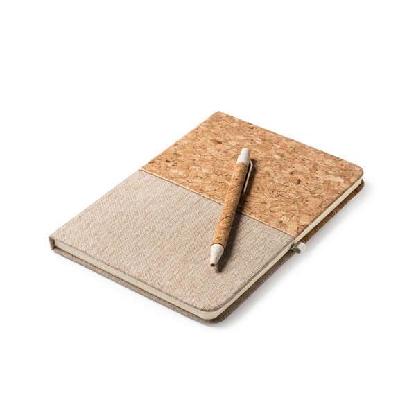 Блокнот А5 ROBIN в твёрдом переплёте с ручкой, Бежевый-2