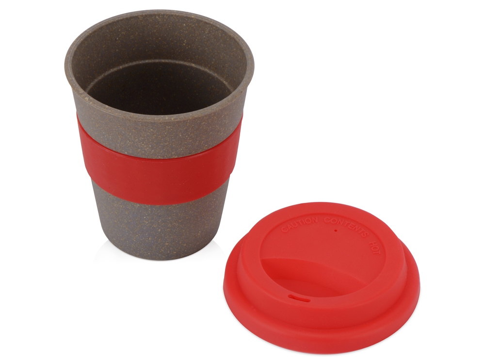 Стакан с силиконовой крышкой Cafe, красный-1