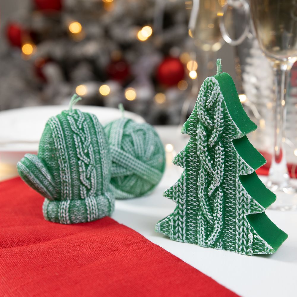 Свеча Kniteam, елка, зеленая-3