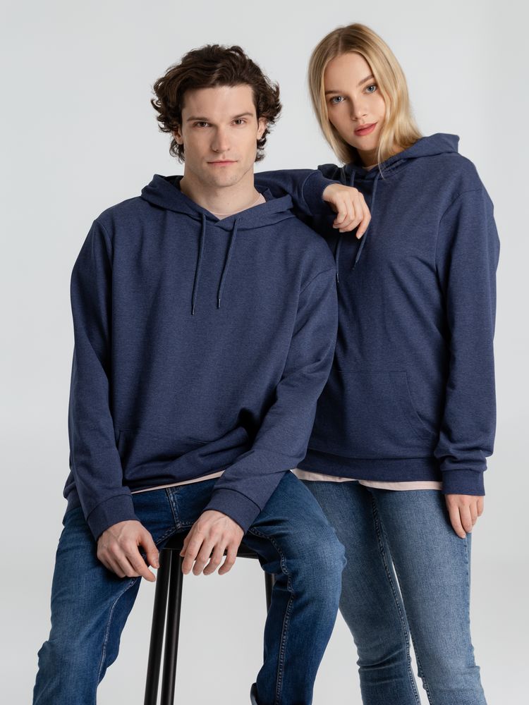 Толстовка с капюшоном унисекс Hoodie, синий меланж-7