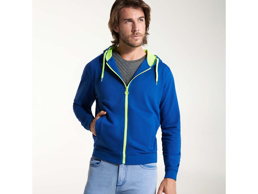 Толстовка на молнии Fuji, королевский синий/неоновый желтый-4
