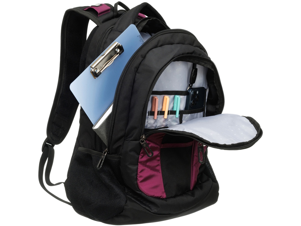 Рюкзак TORBER XPLOR с отделением для ноутбука 15, чёрный/бордовый, полиэстер 600D, 35x20x47 см, 33л-8