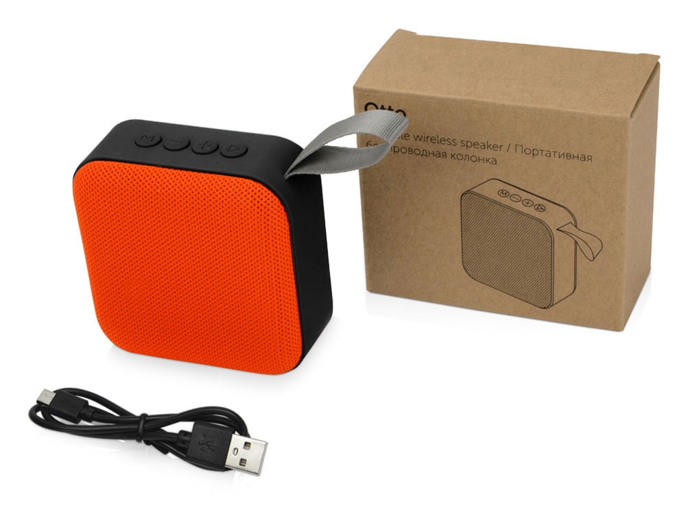 Портативная колонка Otto, оранжевый/черный-4
