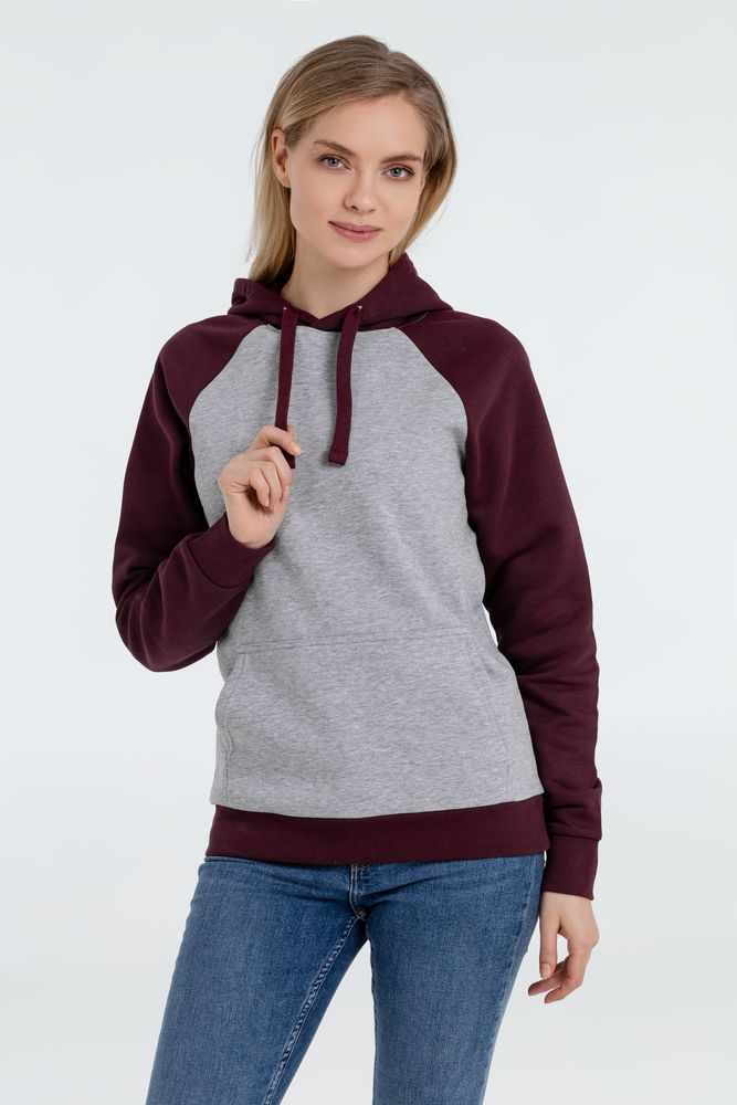 Толстовка унисекс Seattle, серый меланж с бордовым-3