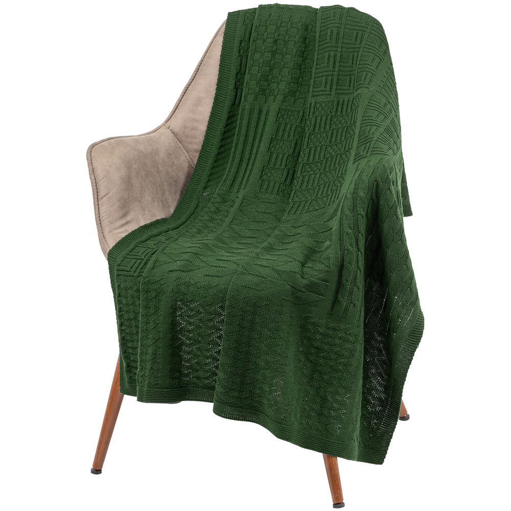 Плед Snippet, темно-зеленый-0