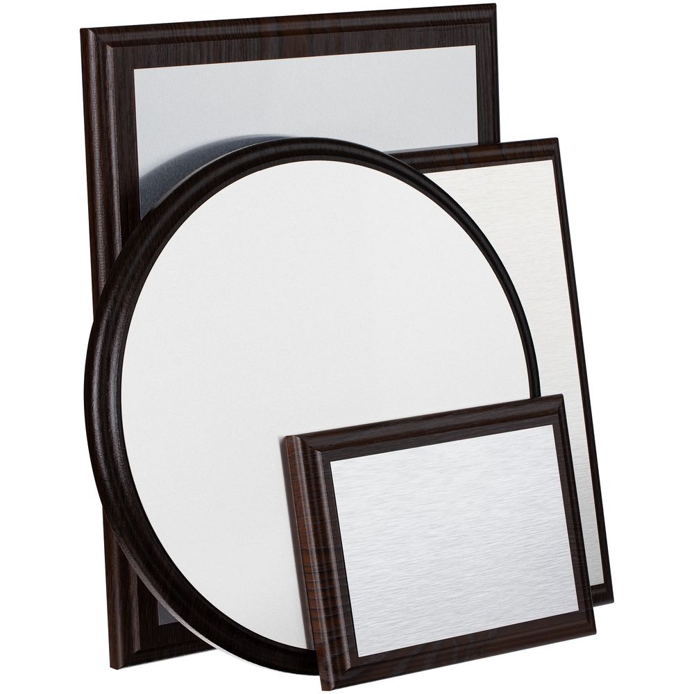 Плакетка Plaque, круглая, венге с серебристой пластиной-3