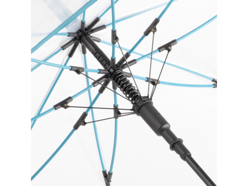 Зонт-трость 7112 Pure с прозрачным куполом, полуавтомат, прозрачный/бирюзовый-1