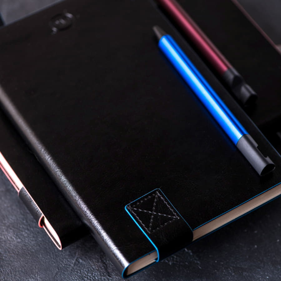 Бизнес-блокнот "Trendi", 130*210 мм, черно-синий, мягкая обложка, в линейку, черный, синий-10