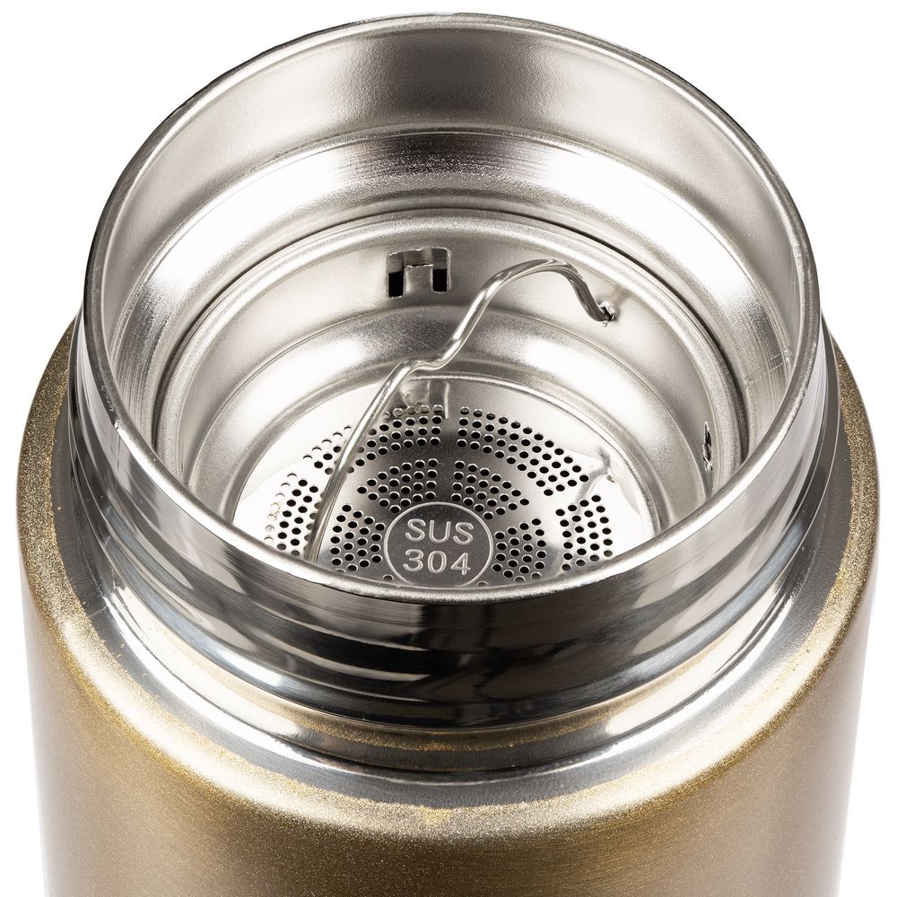 Смарт-бутылка с заменяемой батарейкой Long Therm, золотистая-4