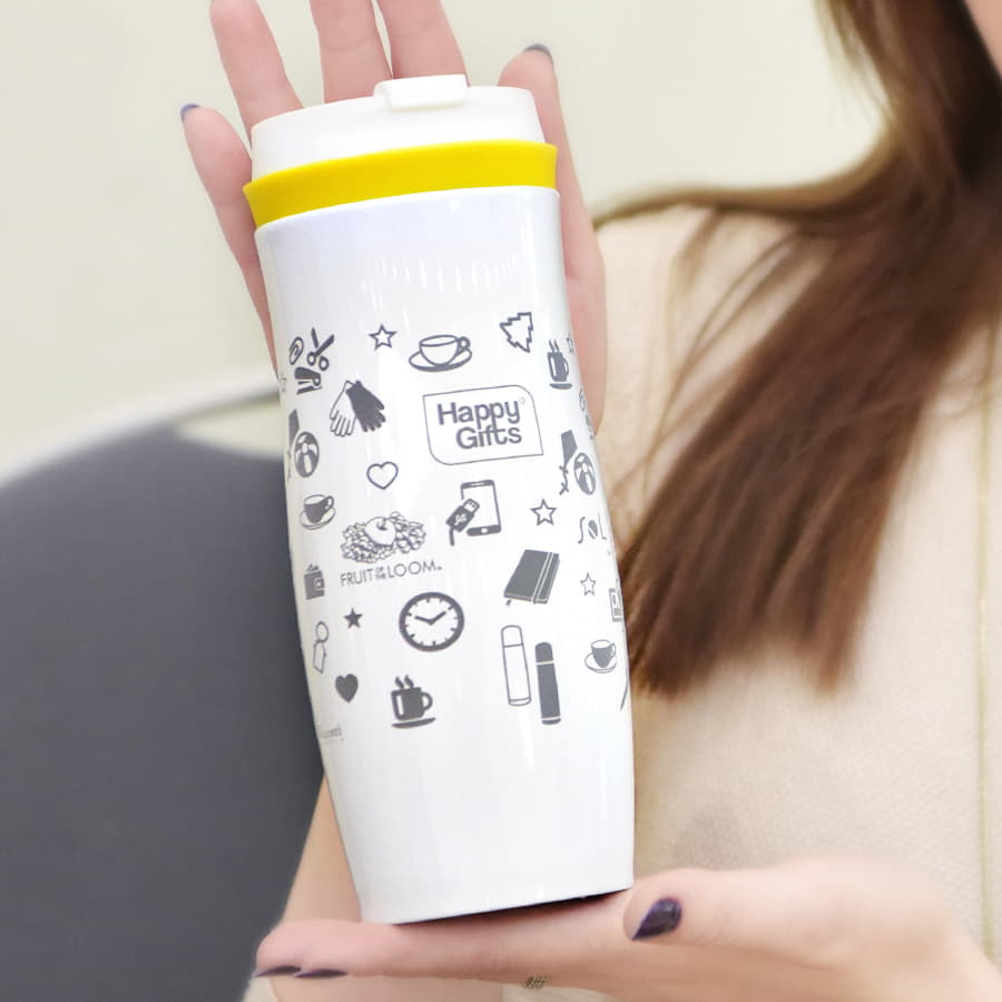 Термокружка вакуумная дорожная ФАНТАЗИЯ, белый-3