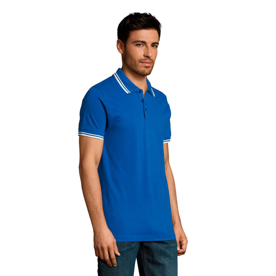Поло мужское PASADENA MEN 200, синий, белый-3
