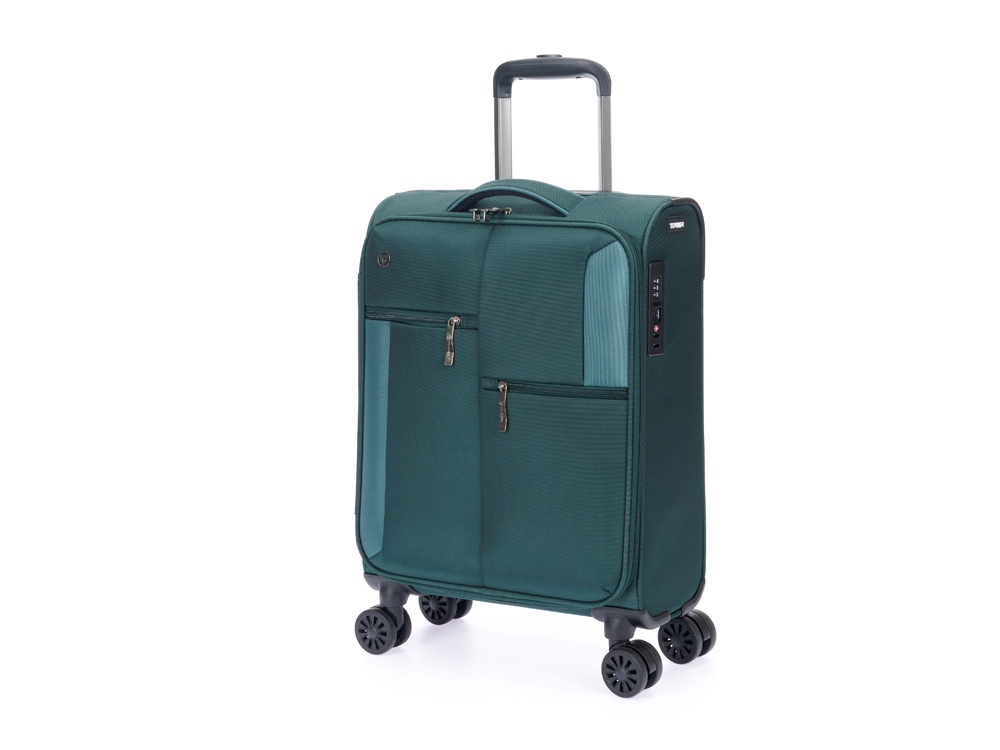 Чемодан TORBER СЕЙД, тёмно-зелёный, нейлон 600D, 36,5 х 19 х 54 см, 32 л-0