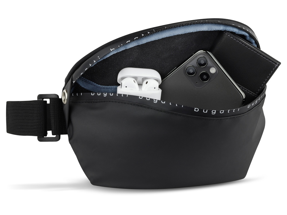 Сумка на пояс BUGATTI Blanc Delight, чёрная, нейлон RPET600D/тарпаулин/полиэстер, 24х11х12,5 см, 2 л-3
