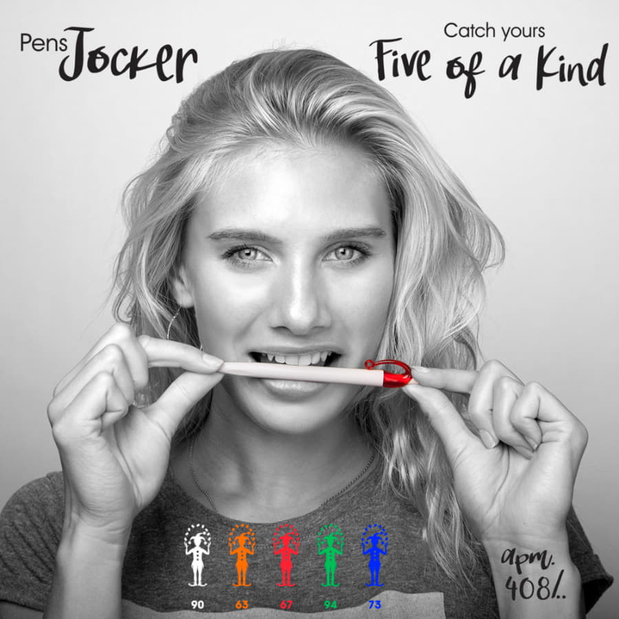 Ручка шариковая JOCKER, белый, оранжевый-1