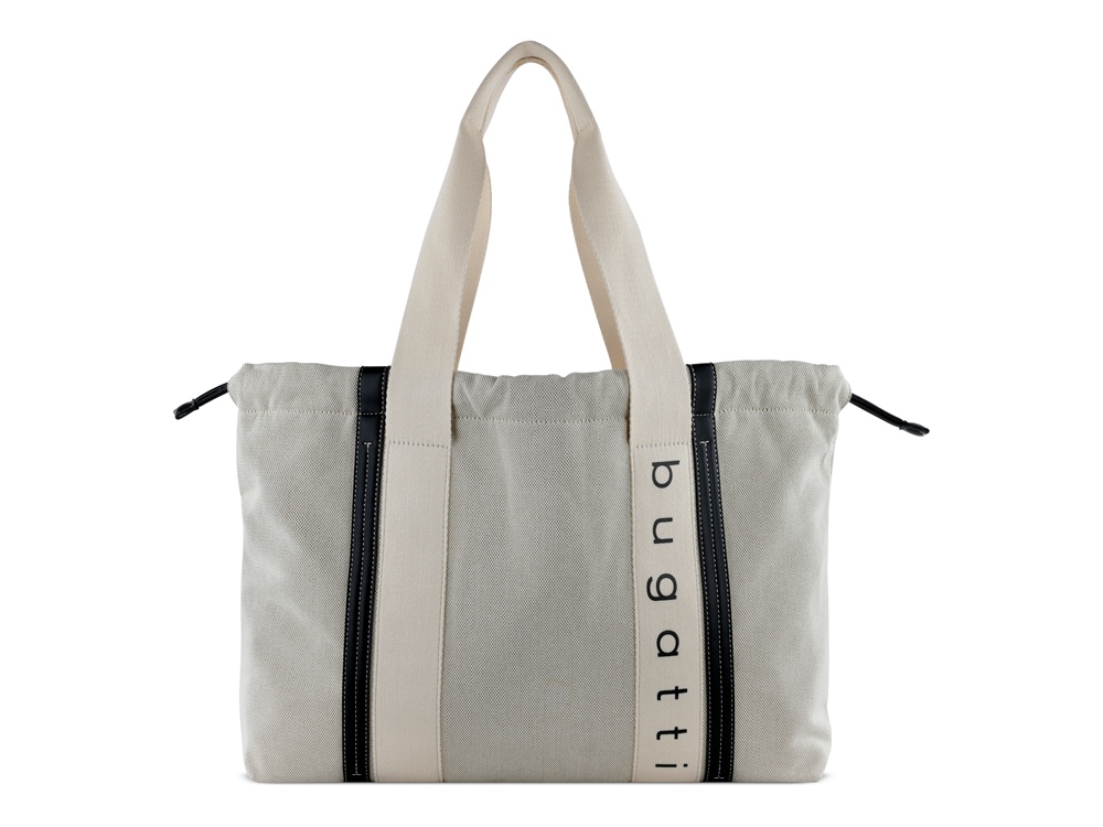 Сумка-шоппер женская BUGATTI Ambra, бежево-черный цвет, хлопок/полиэстер, 45х10х34 см-1