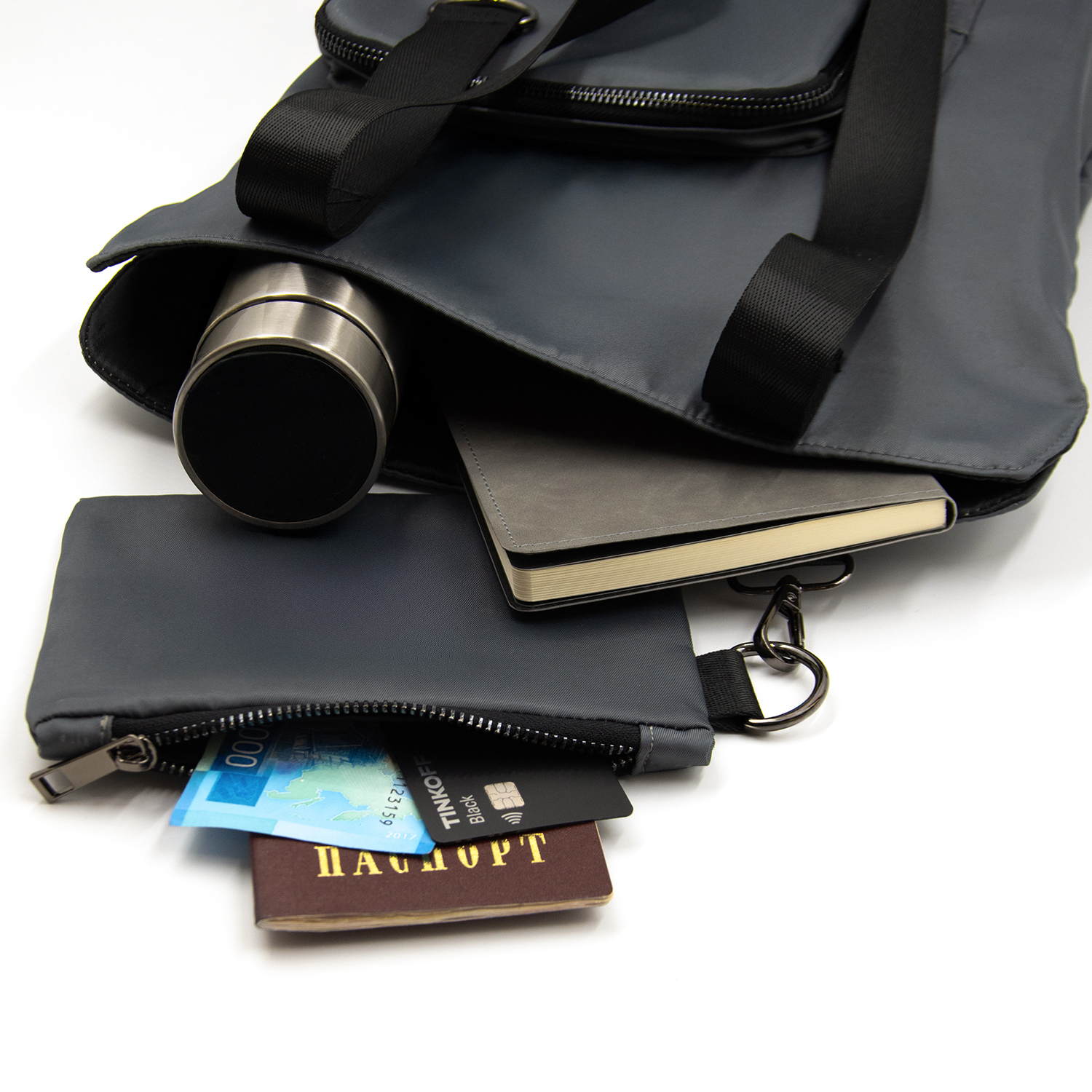 Шоппер Superbag Pocket (серый с черным)-4