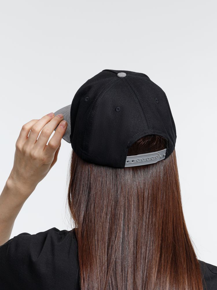 Бейсболка Foreside с прямым козырьком, черная с серым-3