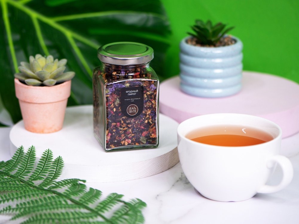 Чай ягодно-травяной, серия Bouquet, ягодный пирог, стеклянная банка-4