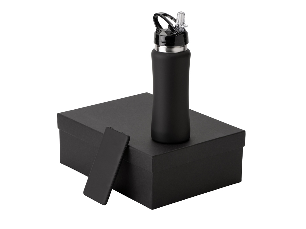 Подарочный набор с бутылкой для воды и повербанком С1, 5000 mAh, черный-1