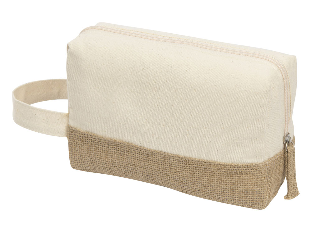 Косметичка Jute с ручкой из хлопка и джута, натуральный-1
