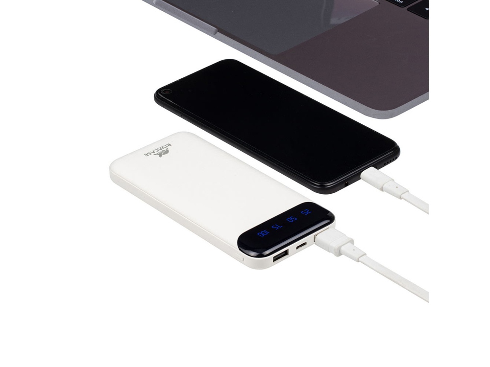 RIVACASE VA2240 (10000mAh) с дисплеем, белый, внешний аккумулятор 12/48-15