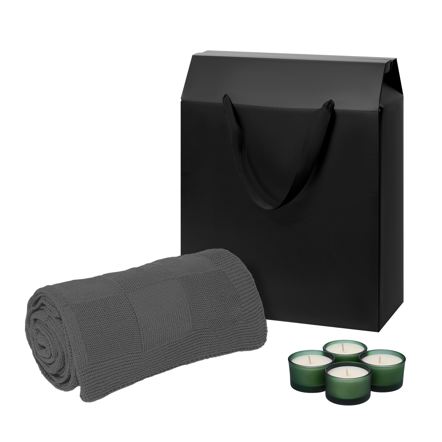 Подарочный набор Сенто (Sento), Селла (Cella), зеленый (свечи, плед)-0