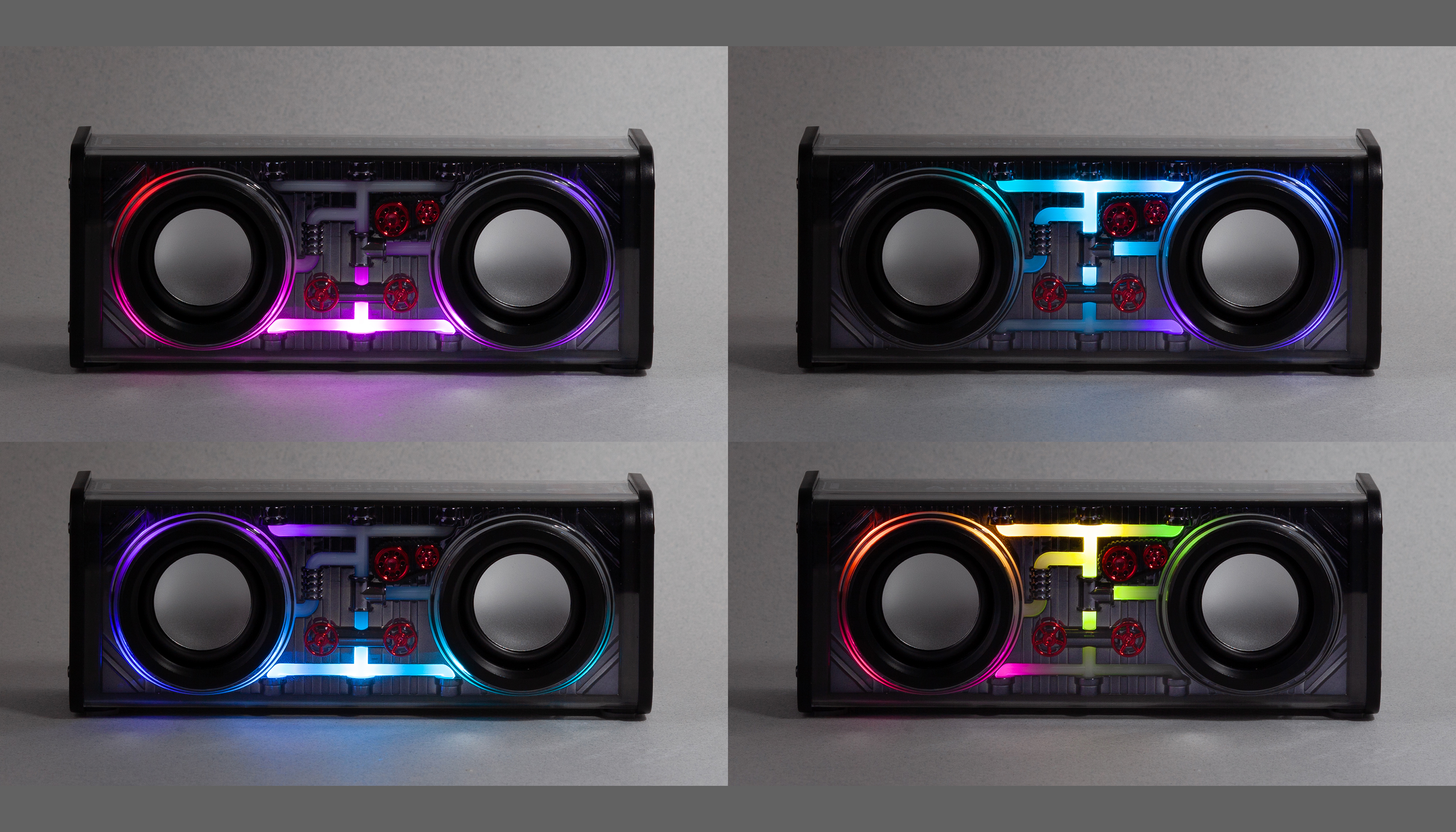 Bluetooth колонка "Buzz Light" 10Вт (2х5Вт) с разноцветной подсветкой-эквалайзером и прозрачным корпусом-8